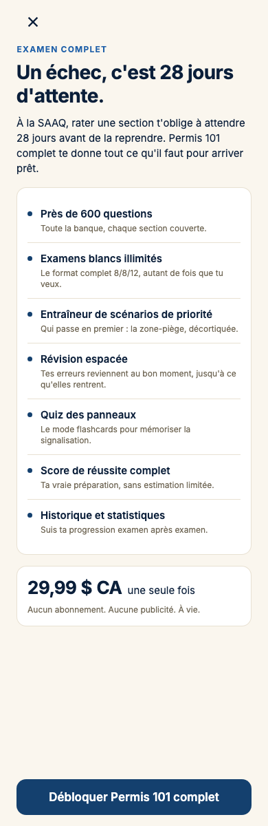 L’écran de prix de l’app, sans compte à rebours ni faux rabais