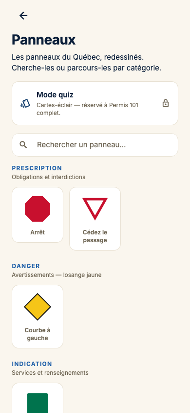 La bibliothèque des panneaux du Québec
